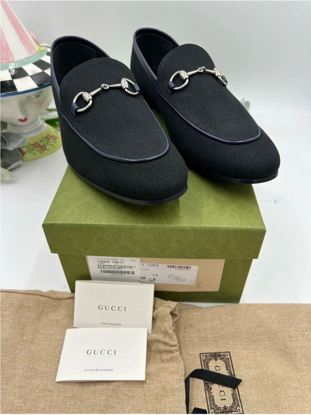Men’s Gucci NEW JORDAAN canvas horse bit loafer size 13 made in Italy